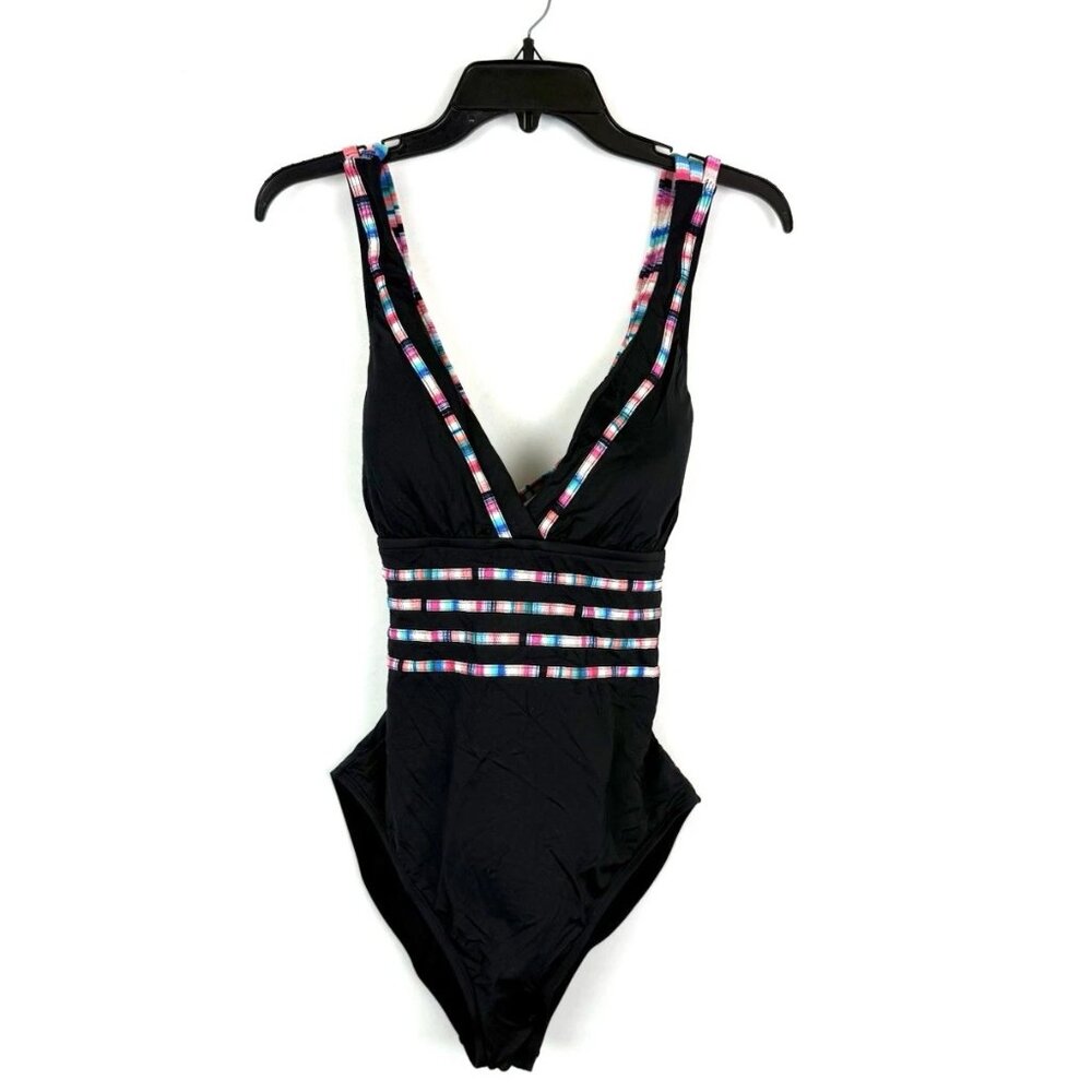 La Blanca Women’s Black/Pink One Piece Swimsuit Size 12